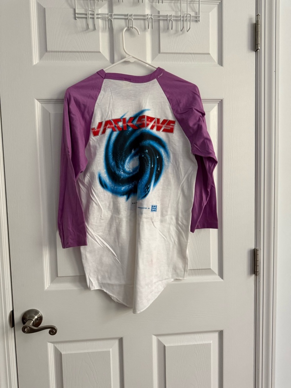 The Jacksons Victory Tour Vintage 80s 1984 Shirt Purple and White Raglan T-Shirt - Picture 6 of 7